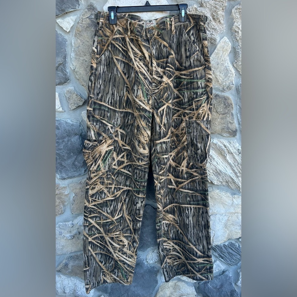 Mossy Oak Mens Cotton Fleece Camo Hunting Pants Cargo Pockets Outdoor Warm Sz L
